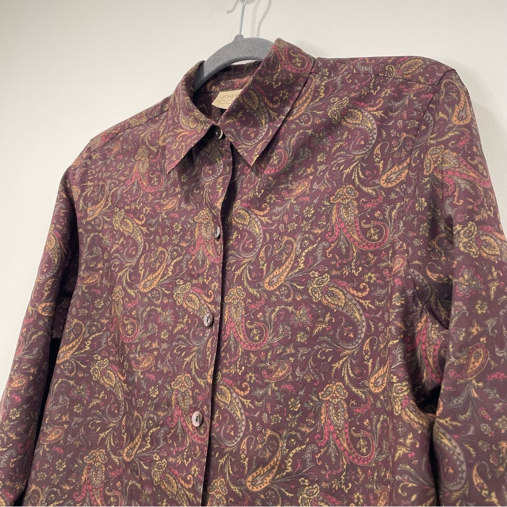 Jones New York Silk Paisley Button Up Longsleeve - Picture 3 of 13